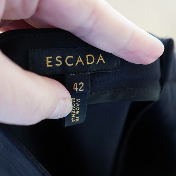 ESCADA Sz 42/12 US Black Dress Pants baby flare Flat Front Crease Business - Picture 3 of 8